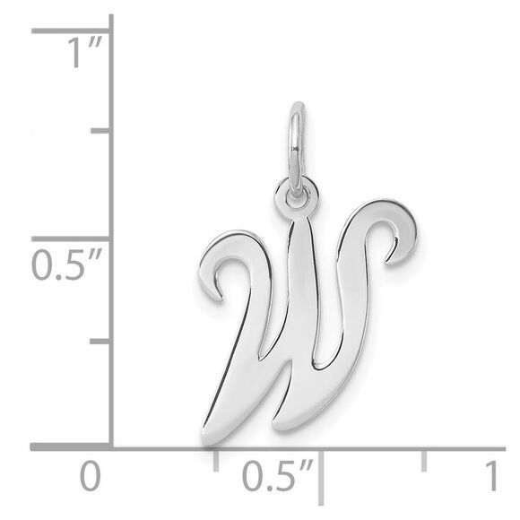 Sterling Silver, Sophia Collection, Small Script Initial W Pendant - Picture 4 of 5